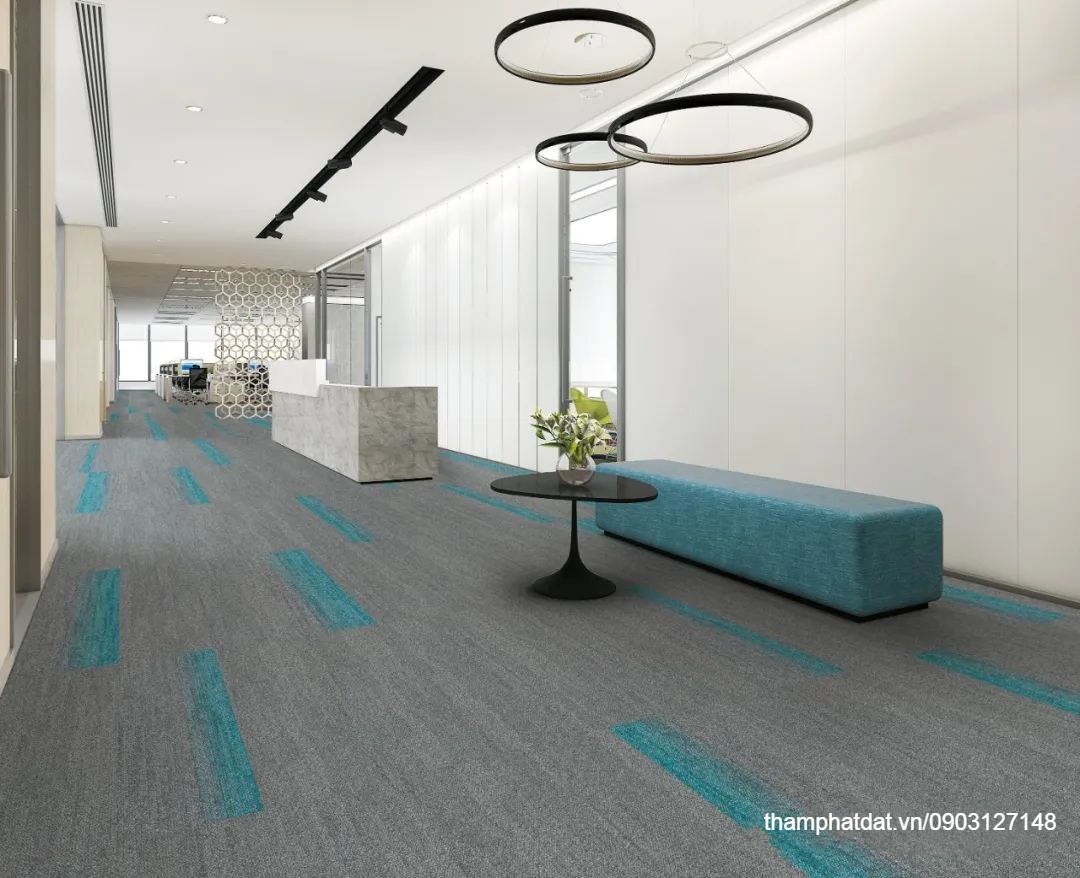 thảm văn phòng tấm xọc blue
